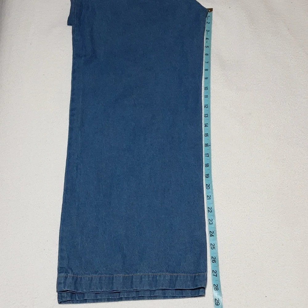 Sincerely Jules 100 % Cotton Women's Blue Denim Jumsuit Size L. Missing Belt.